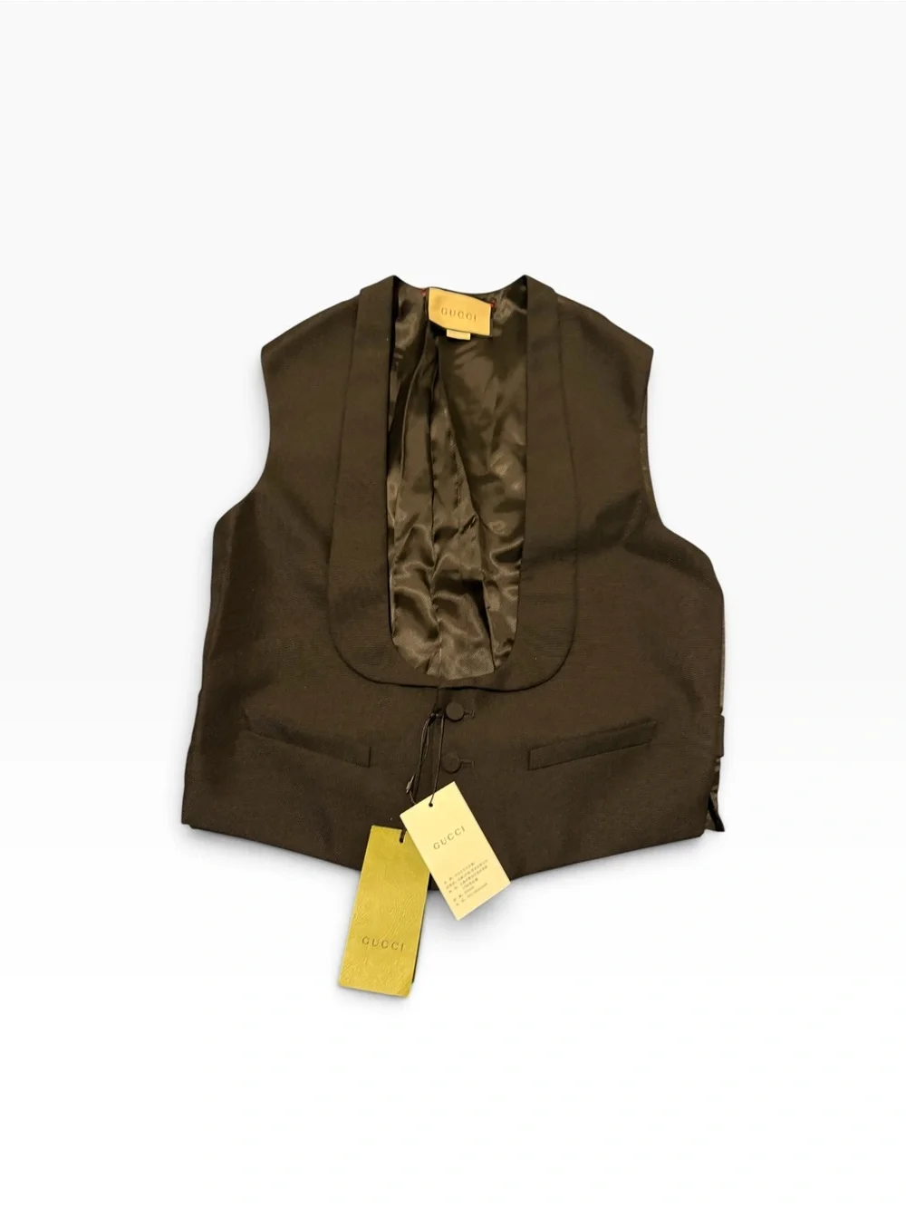 Gucci Men's black cotton & Satin-Trim Vest,NWT,SZ48